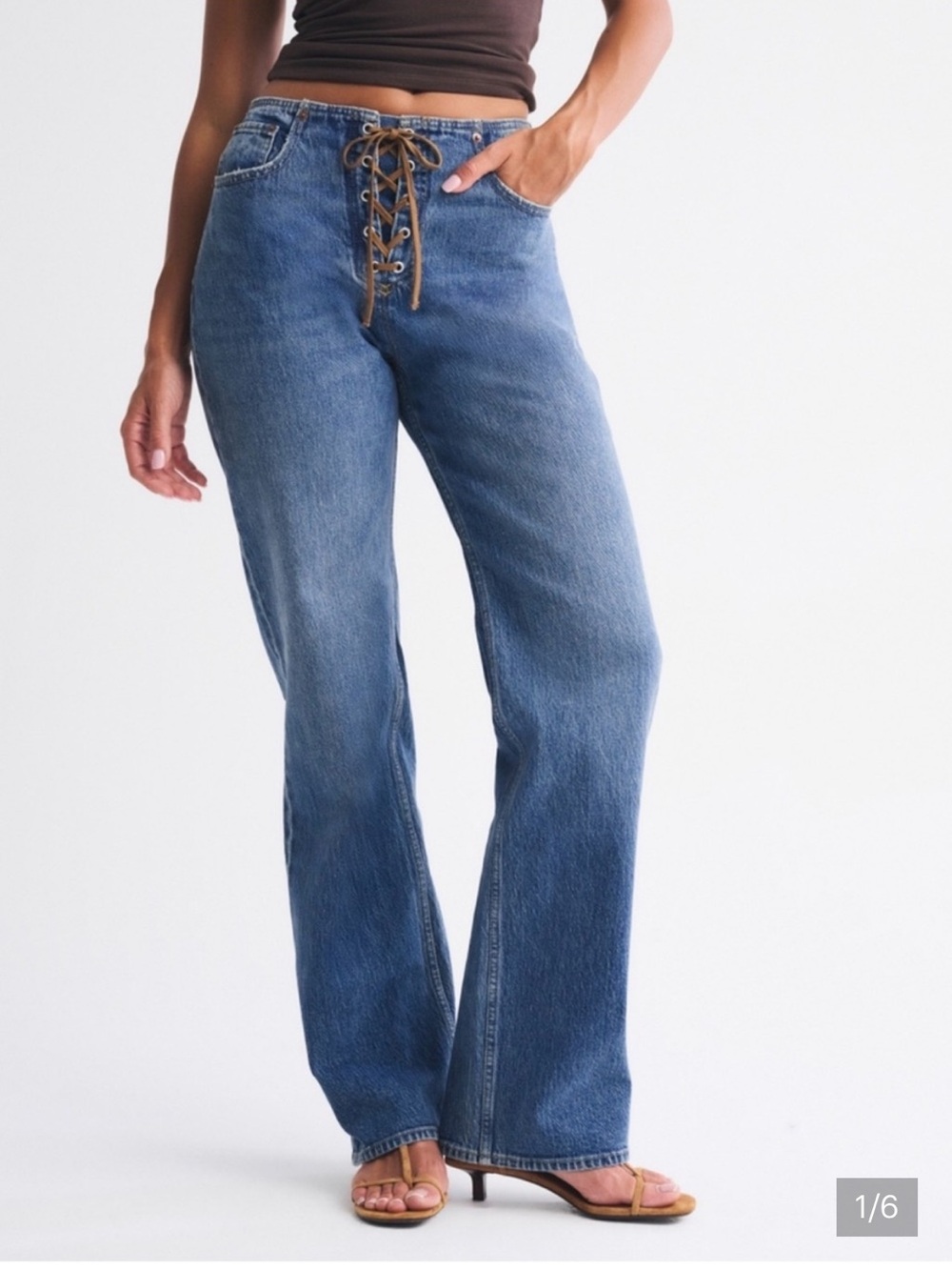 Abercrombie & Fitch Curve Love High Rise 90s Relaxed Lace Jean 29 Long New